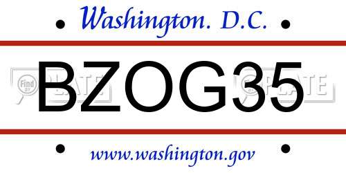 BZOG35 District Of Columbia License Plate