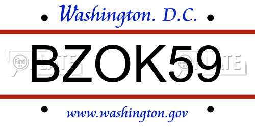 BZOK59 District Of Columbia License Plate