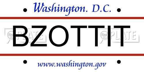 BZOTTIT District Of Columbia License Plate