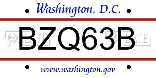 BZQ63B District Of Columbia License Plate