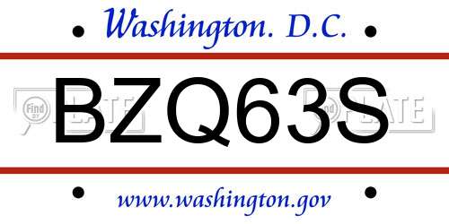 BZQ63S District Of Columbia License Plate