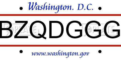 BZQDGGG District Of Columbia License Plate