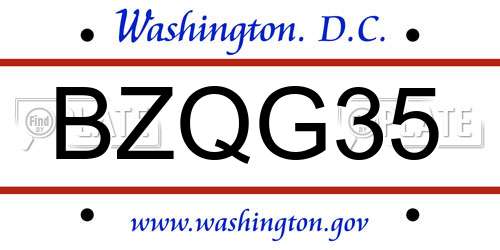 BZQG35 District Of Columbia License Plate