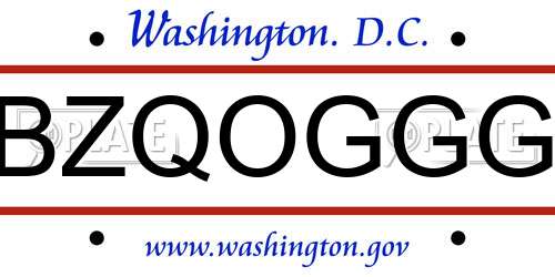 BZQOGGG District Of Columbia License Plate