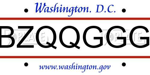BZQQGGG District Of Columbia License Plate