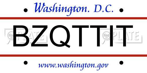 BZQTTIT District Of Columbia License Plate