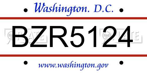 BZR5124 District Of Columbia License Plate