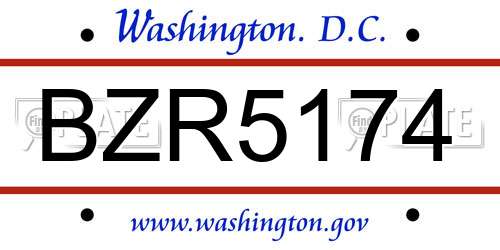 BZR5174 District Of Columbia License Plate