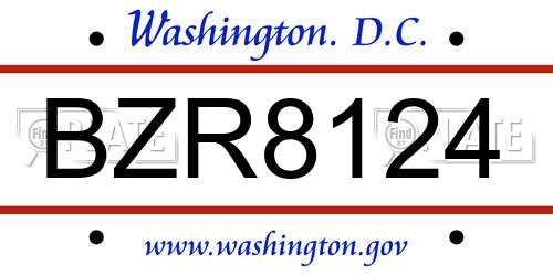 BZR8124 District Of Columbia License Plate