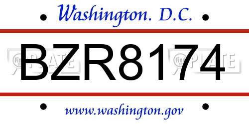 BZR8174 District Of Columbia License Plate