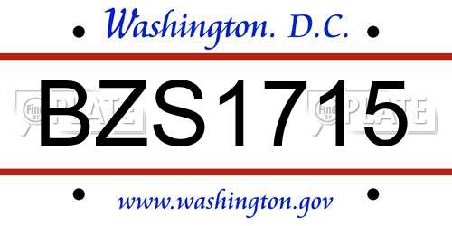 BZS1715 District Of Columbia License Plate