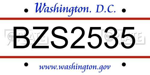 BZS2535 District Of Columbia License Plate