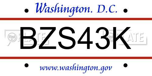 BZS43K District Of Columbia License Plate