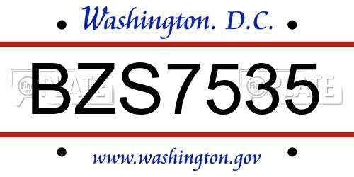 BZS7535 District Of Columbia License Plate