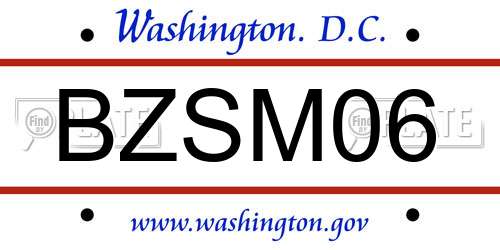 BZSM06 District Of Columbia License Plate