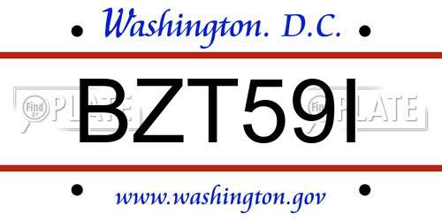 BZT59I District Of Columbia License Plate