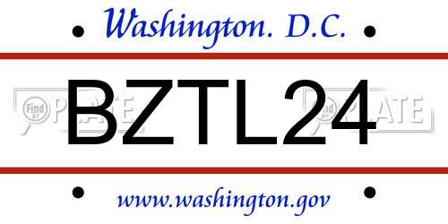 BZTL24 District Of Columbia License Plate