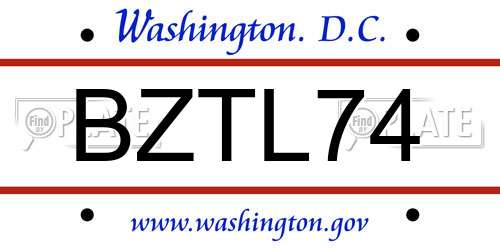 BZTL74 District Of Columbia License Plate