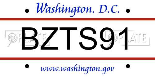 BZTS91 District Of Columbia License Plate