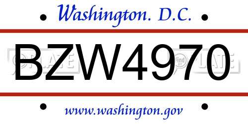 BZW4970 District Of Columbia License Plate