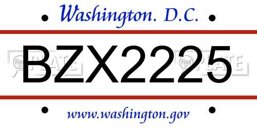 BZX2225 District Of Columbia License Plate