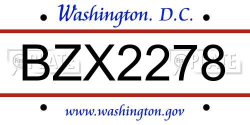 BZX2278 District Of Columbia License Plate