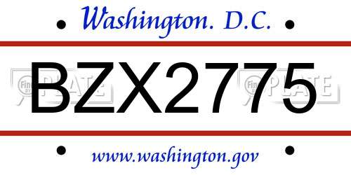 BZX2775 District Of Columbia License Plate