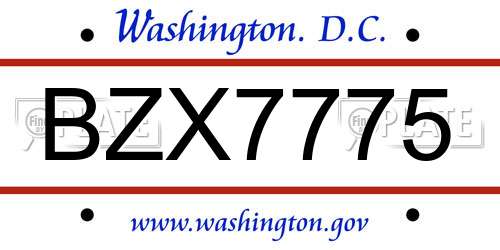 BZX7775 District Of Columbia License Plate