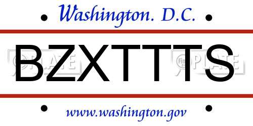 BZXTTTS District Of Columbia License Plate