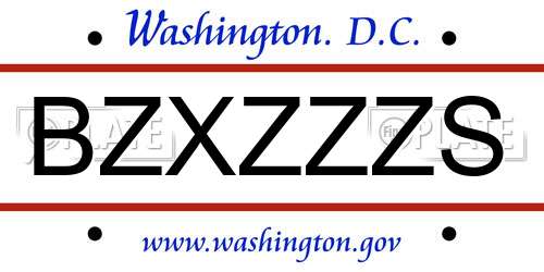 BZXZZZS District Of Columbia License Plate