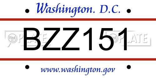 BZZ151 District Of Columbia License Plate