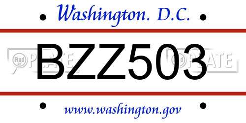 BZZ503 District Of Columbia License Plate