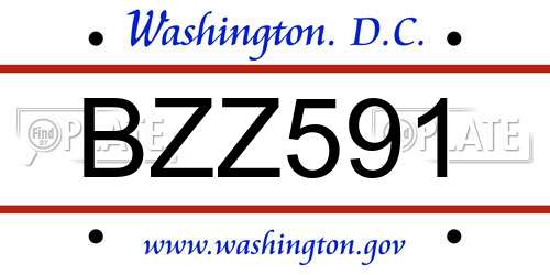 BZZ591 District Of Columbia License Plate