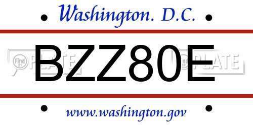 BZZ80E District Of Columbia License Plate
