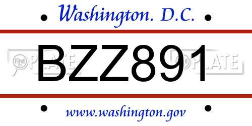 BZZ891 District Of Columbia License Plate