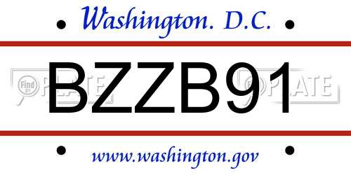 BZZB91 District Of Columbia License Plate