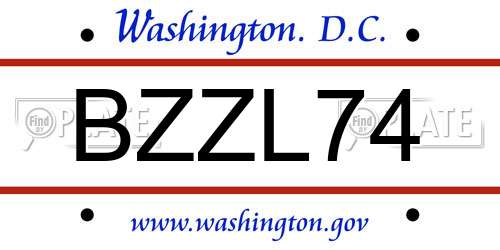 BZZL74 District Of Columbia License Plate