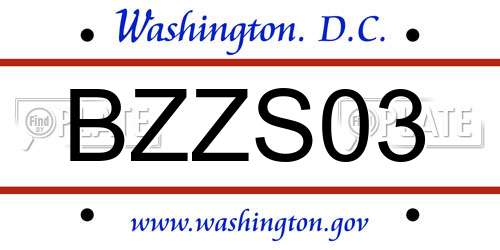 BZZS03 District Of Columbia License Plate