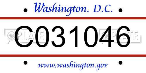 C031046 District Of Columbia License Plate