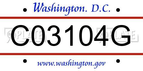 C03104G District Of Columbia License Plate