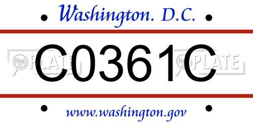 C0361C District Of Columbia License Plate