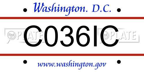 C036IC District Of Columbia License Plate