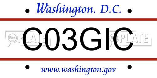 C03GIC District Of Columbia License Plate