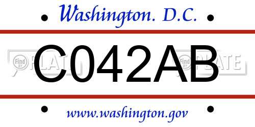 C042AB District Of Columbia License Plate