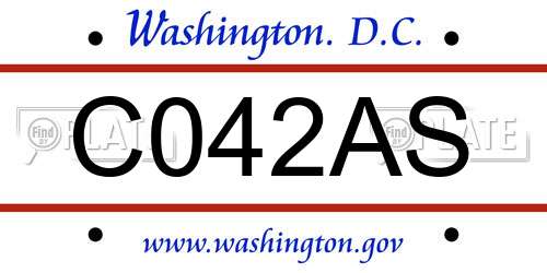 C042AS District Of Columbia License Plate
