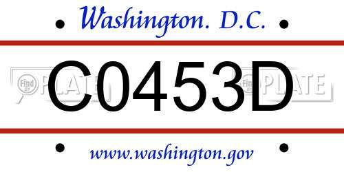 C0453D District Of Columbia License Plate