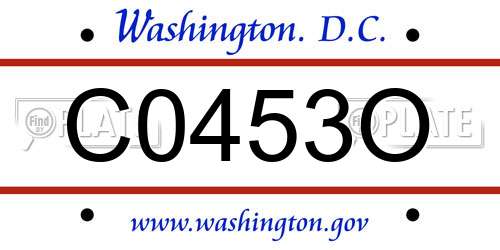 C0453O District Of Columbia License Plate
