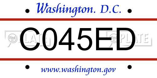 C045ED District Of Columbia License Plate