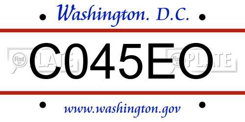 C045EO District Of Columbia License Plate