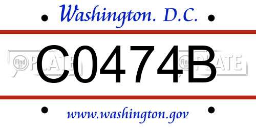 C0474B District Of Columbia License Plate